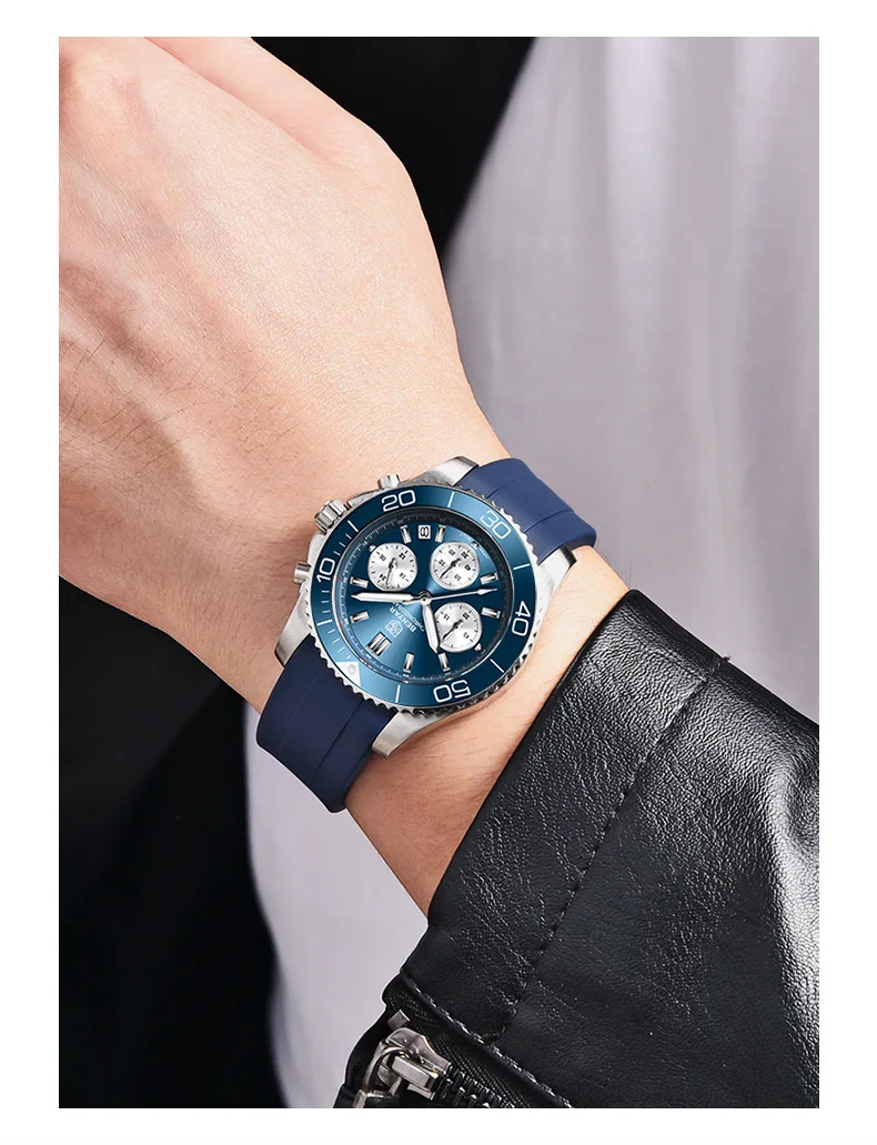 2024 NEW BENYAR S002 Luxury Men Watches Sport Chronograph Waterproof Men Quartz Wrist Watch Relogio Masculino Mens Watch +Box