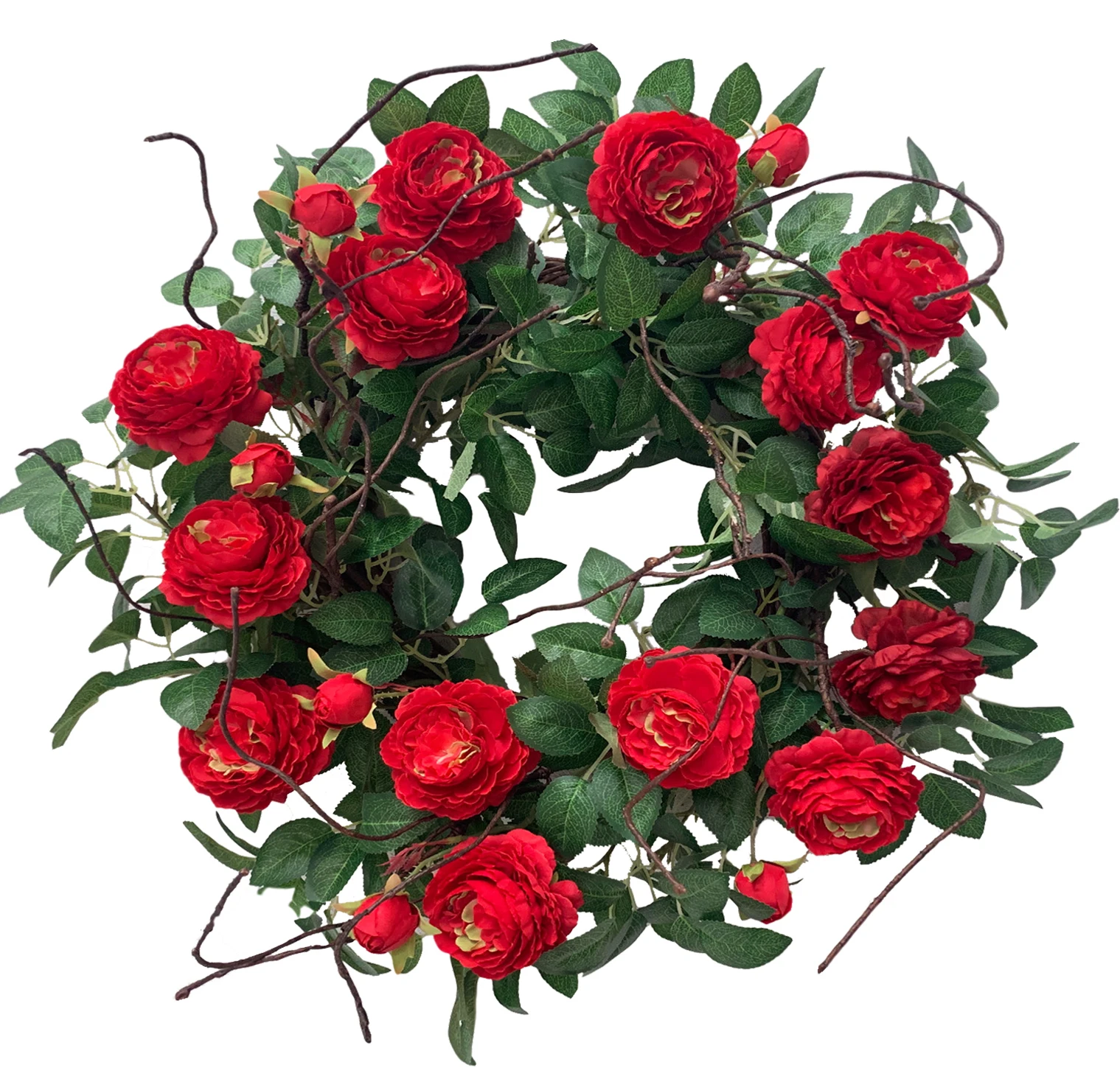 Valentines Day / Daily Decorative Home 24in Silk Rose Flower Wreaths for Front Door