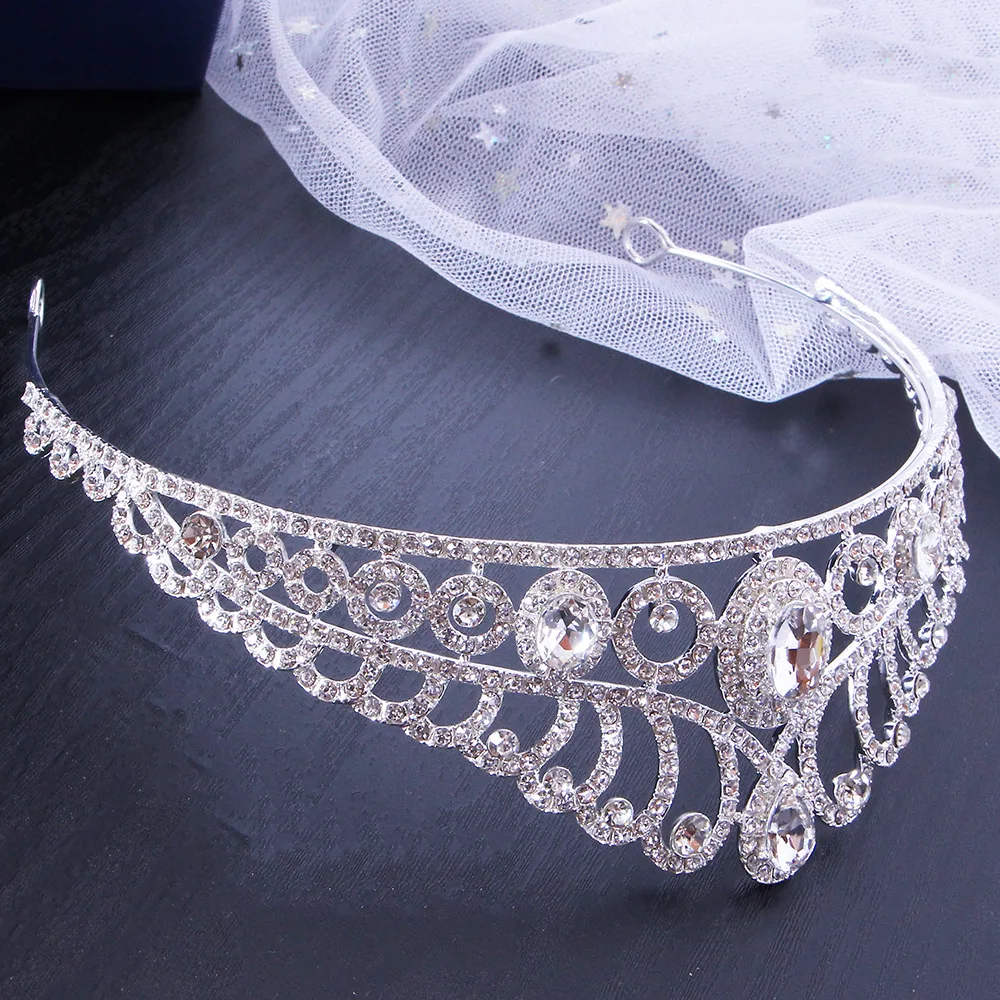 New Style Simple Alloy Rhinestone Diamond Tiara From Wedding Crown Birthday Tiara Princess Pageant Party Coronas