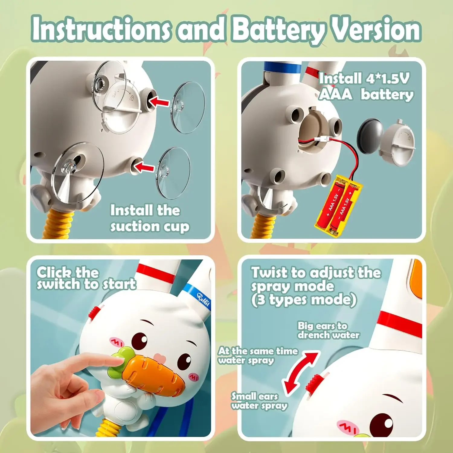 New Double Sprinkler Baby Water Spraying Kids Bath Toys Cute Rabbit Electric Shower Water Pump Bathtime Toys for Babies