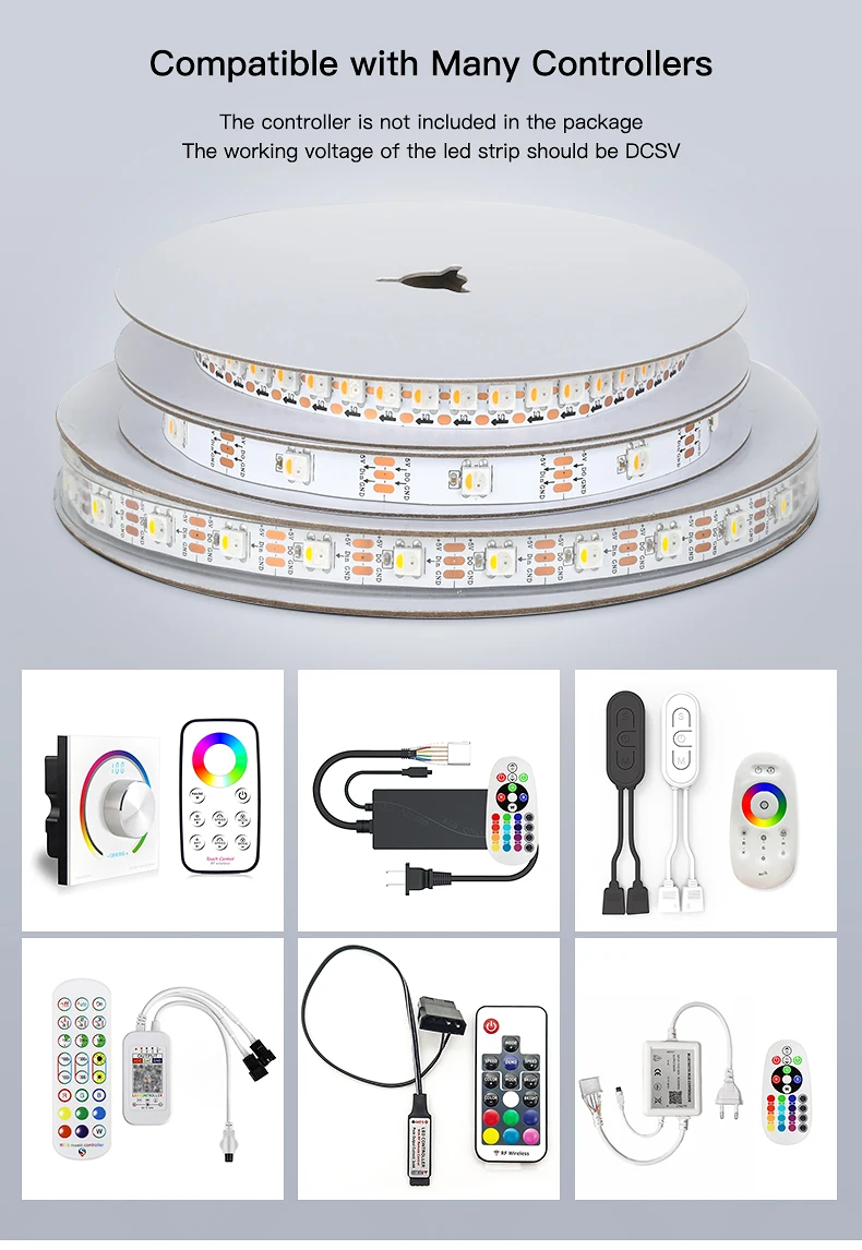 Best Quality DC 24v CRI 95 CCT RGB WS2812B WS2811 WS2815 5050 RGBW RGBCCT SMD LED Strip