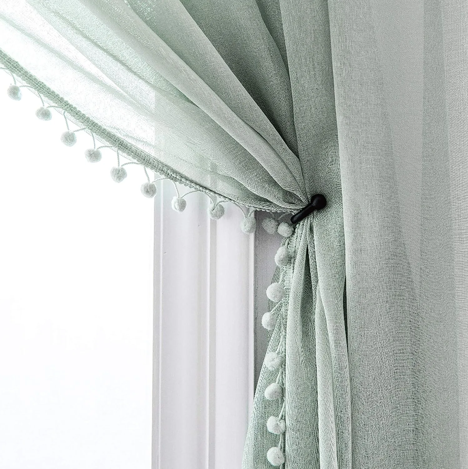 hot selling light green color sheer curtain creates warm furniture for living room