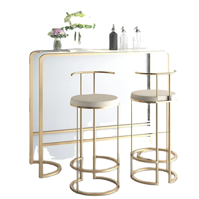 
Nordic modern simple new creative household furniture restaurant metal frame bar chair and table sets against the wall bar table 