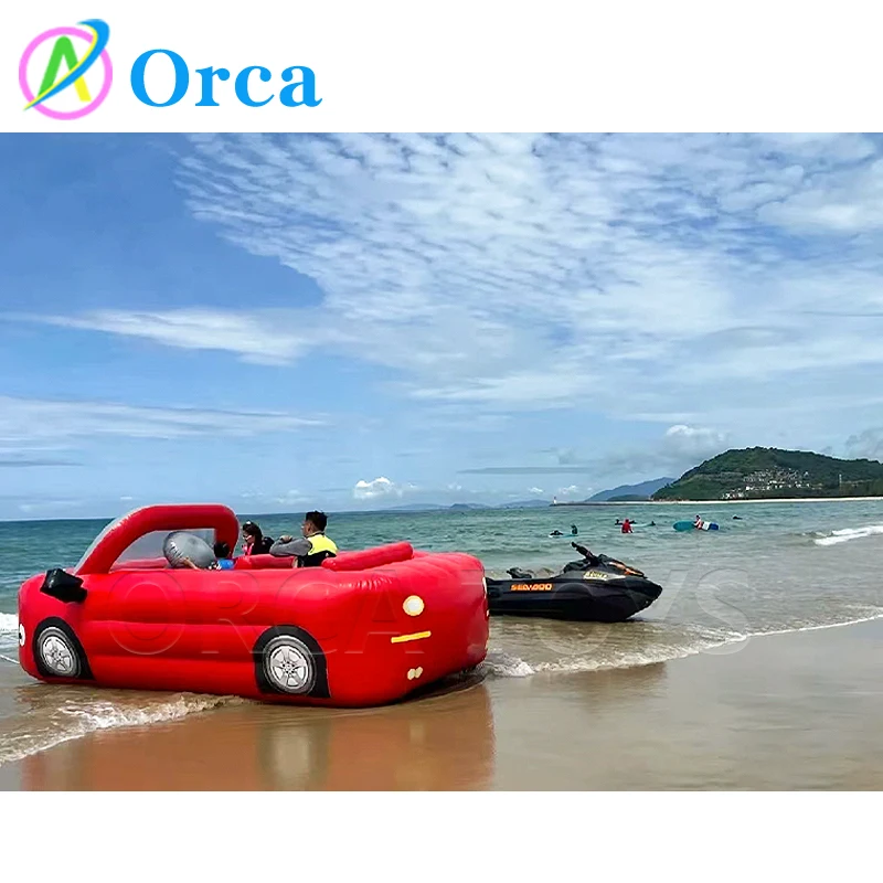 Fast Furious 4.8x2.4x1.6 Meter Inflatable Car Boat Popular Design Automobile Water Ride-ons for Sea Adventures and Towable Cars