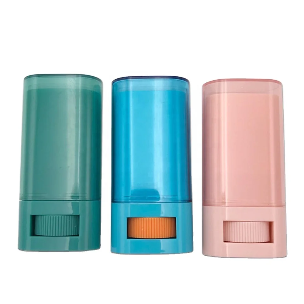 Portable pink / green / blue plastic PP foundation sunscreen stick tube container