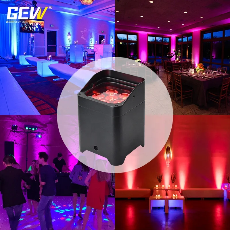 Wholesale DMX  Battery 6 Pcs 18w RGBWA UV 6in1 LED Uplight Par Light For Wedding Restaurant Hotel Decoration