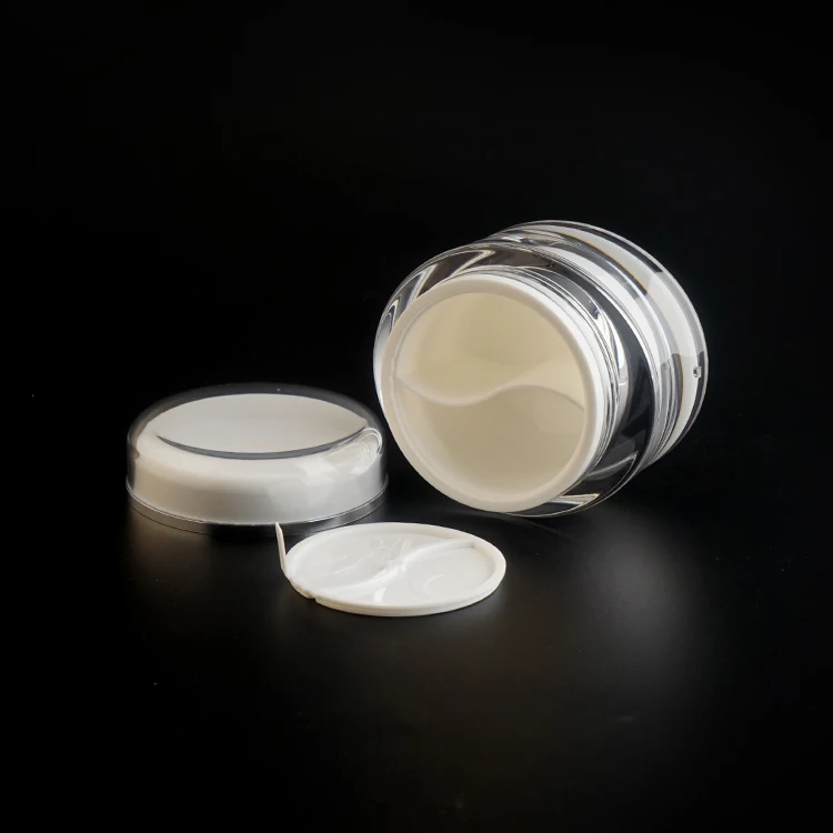 wholesale OEM dual-chamber 25+25ml cream jar oval shaped acrylic jar 50g