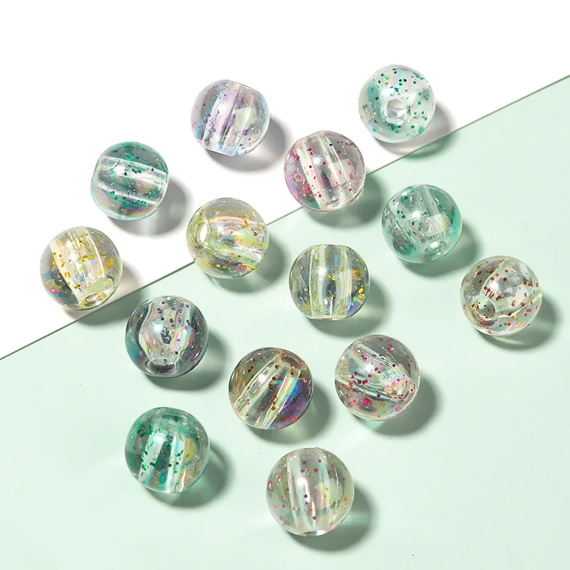 XuQian 100pcs Acrylic Sparry Transparent Color Straight Hole Round Bead for DIY Jewelry Making B0210