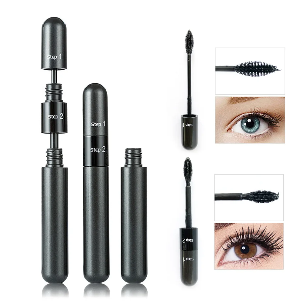 YANQINA mascara with silicone brush head private label 2in1 eyelashes lengthening and curler Waterproof