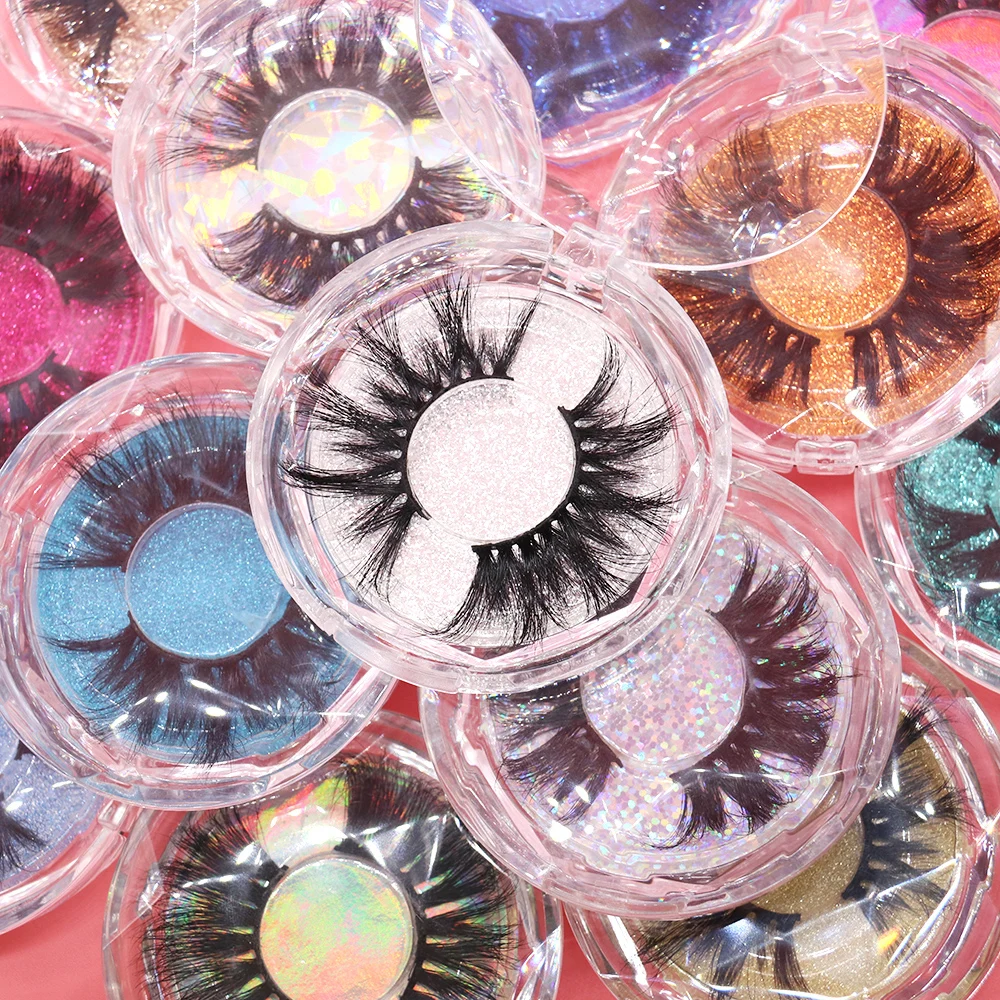 
3D 25mm Fluffy Real Mink Eyelash 100% Handmade Strip Lashes Custom Packaging Box Lash Cases Provided Wholesale Lashes 