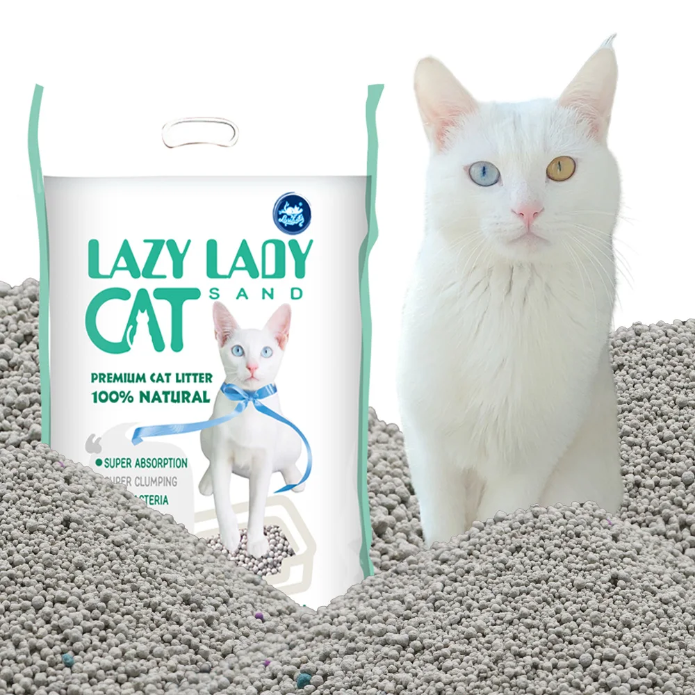 High quality Mint Fragrance Bentonite cat sand , Factory OEM Clumping Cat Sand 1.0-3.5mm Ball Shape