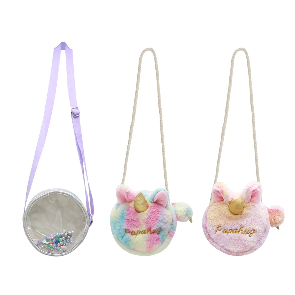Сумка кросс-боди с милым единорогом Детский Карманный Кошелек плюшевая кукла мини Карманный Кошелек для девочек оптовая продажа
