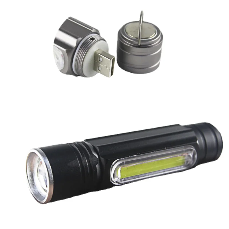 USB charging power torch multi-function hook magnet T6 cob work light inspection  LED emergency light