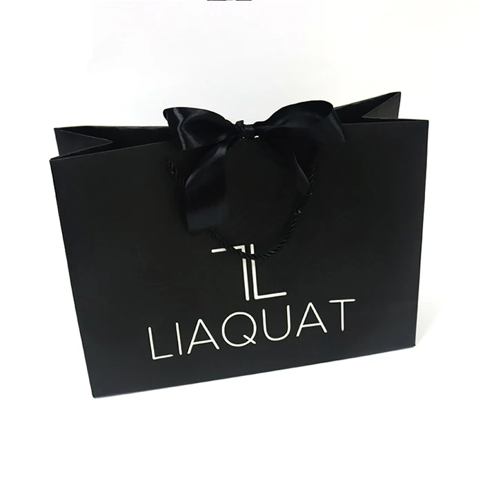 china wholesale paper bag  packaging custom hot sale black  disposable paper bag for sale