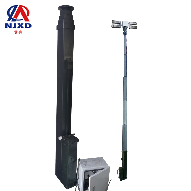 
football field aluminum telescopic motorized mast for floodlight 2m 6ft to 12m 36ft 