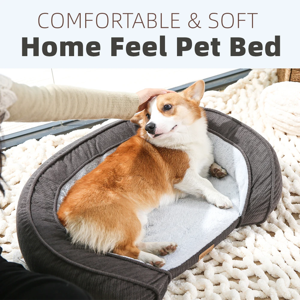 Factory Customize Suede Fabric Corn Kernel Shape Dog Sofa Couch Soft Egg Crate Sponeg Dog Sofa Bed