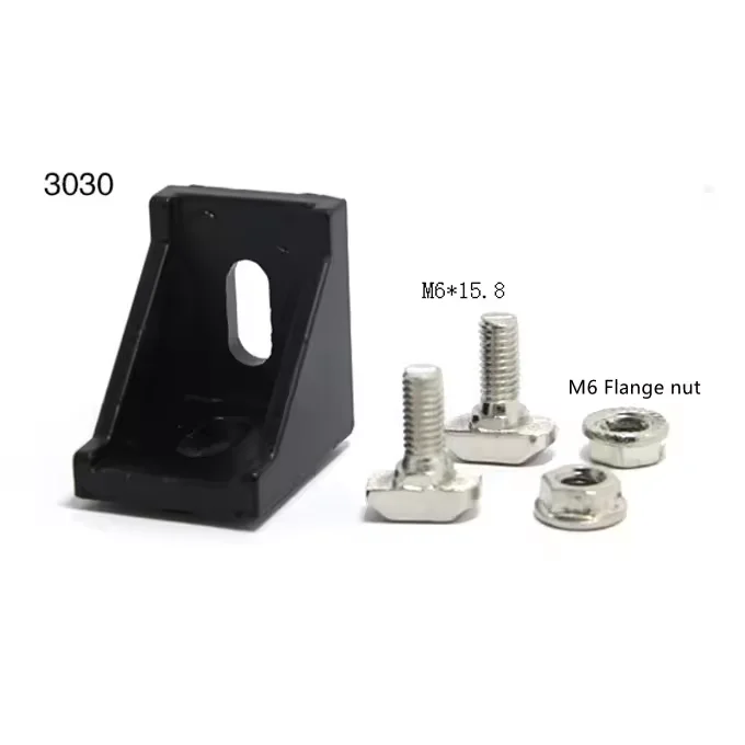 Factory Hot Aluminum Profile 3030 Connector 90 Degree Connector Corner Bracket with T-Nut and Flange Nut Kit