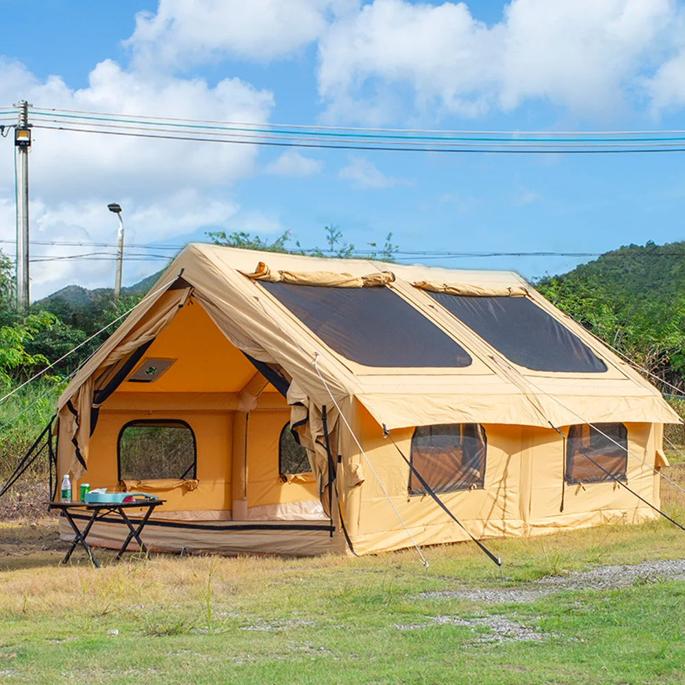 Quality Inflatable Camping Tent House 8 Person Outdoor Tents for Camping Waterproof Easy Setup Canvas Hot Tent with Stove Jack