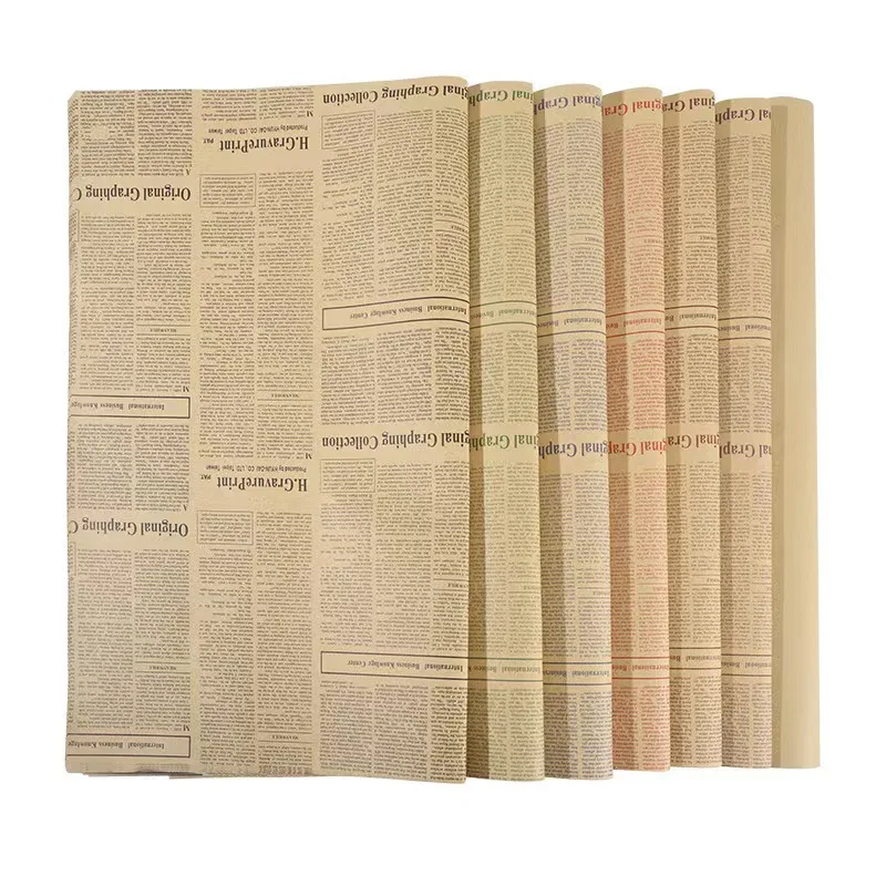 Custom  printed 70 gsm  Decorative newspaper craft Flower gift wrapping paper