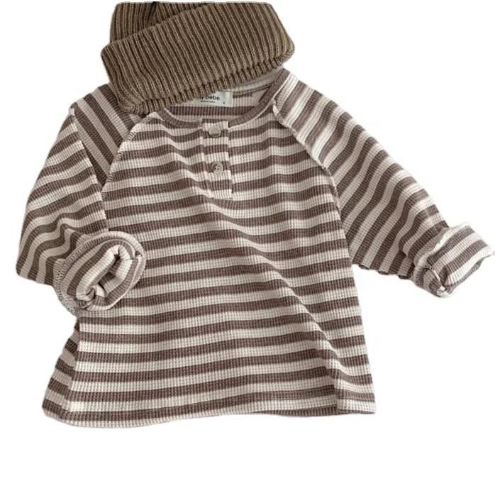 
High quality baby girl long sleeve T-shirt boys and girls casual solid outfits boutique kids clothing top 