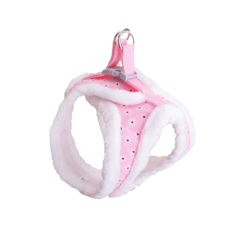 New pet chest back winter plush dog chest strap lead small dog warm chest back walking leash
