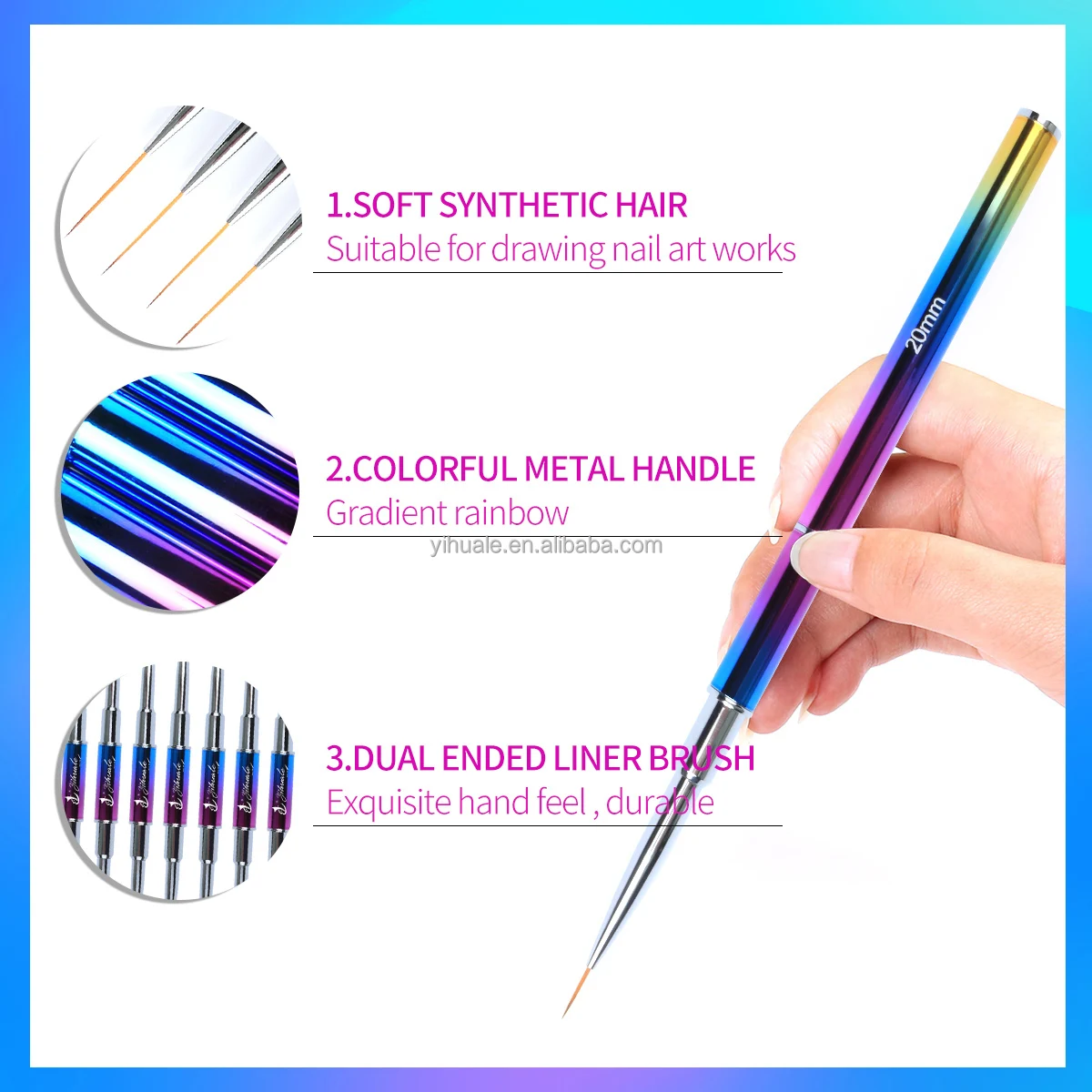 2021, 3D кисти для дизайна ногтей, кисть для лайнера, двухсторонние кисти для лайнера
