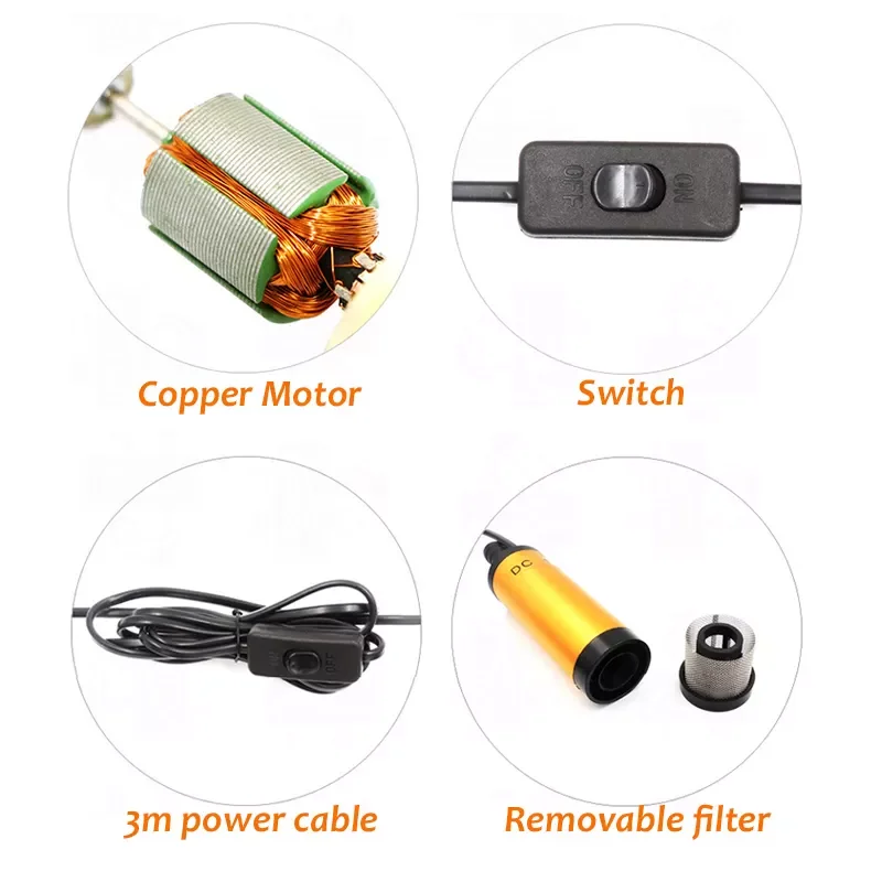 Portable Mini 12V DC Electric Submersible Diesel Oil Water Aluminum Alloy Fuel Transfer Pump