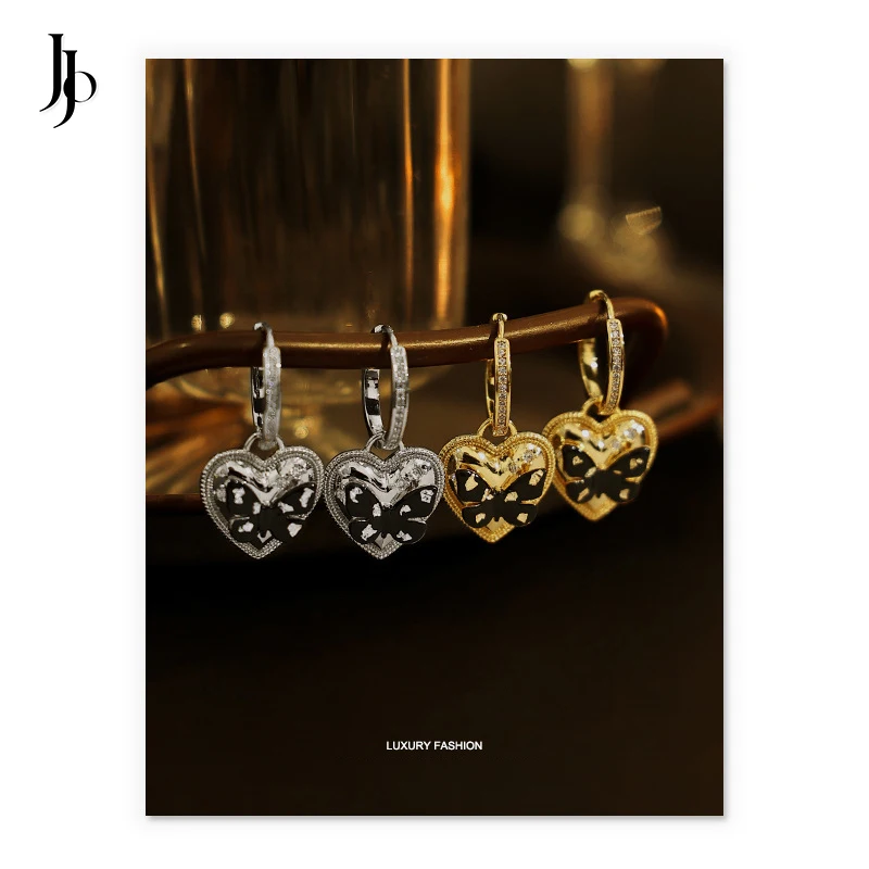 JOJO Fashion 2023 luxury zircon drop oil vintage heart earrings original design fashion luxury earrings for women