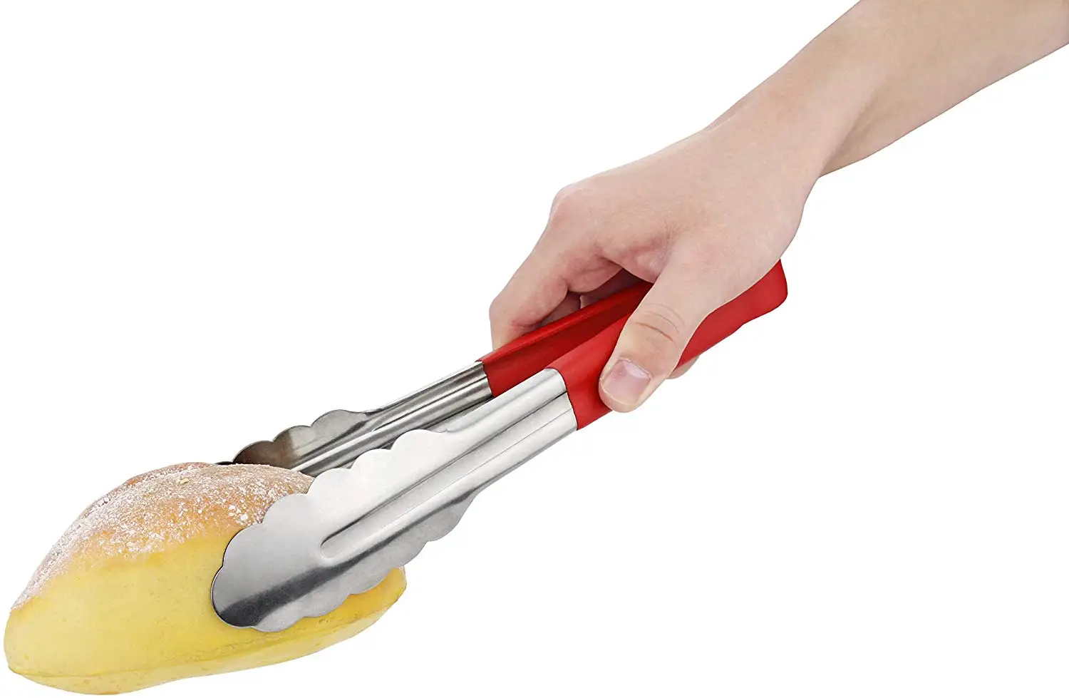 Stainless Steel Scalloped Utility Tong Vinyl Coated Utility Tongs  Stainless Steel Tongs with Vinyl Handle 9 inch Blue