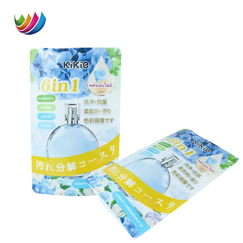 Custom Printed Plastic Detergents Stand Up Fabric Softener Laundry Detergent Laundry Care Solution Package Bag