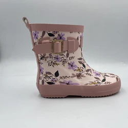Детские резиновые сапоги с цветочным рисунком, водонепроницаемые, под заказ