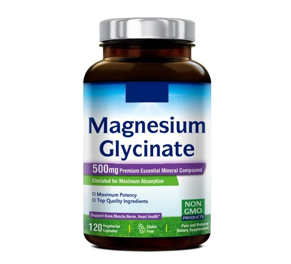 Хелаты для максимального поглощения, поддержка мышц, костных суставов и здоровья сердца, капсулы магния глицината