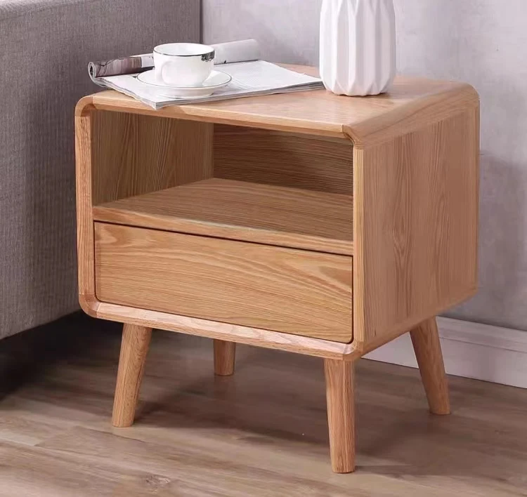 Modern Nordic Solid Wood Bedroom Furniture Bedside Table