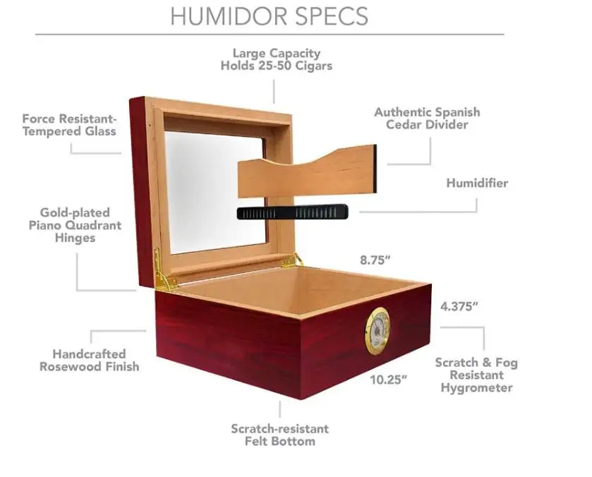 Personalized Custom Cigar Humidor Box Wooden Gift Set Wooden Cigar Holder Humidor Kit Cigar Gift Box