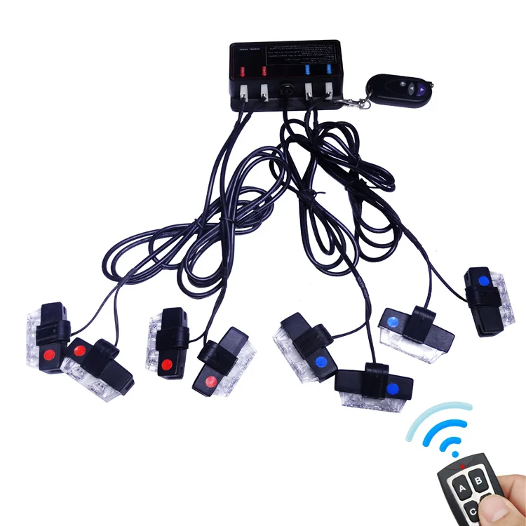 Biaochi 12 Volt 24V 16 LED Grill Strobe Lights Kit For Tow Truck Grille Warning Lights Emergency Flashing Lamp Wireless Control