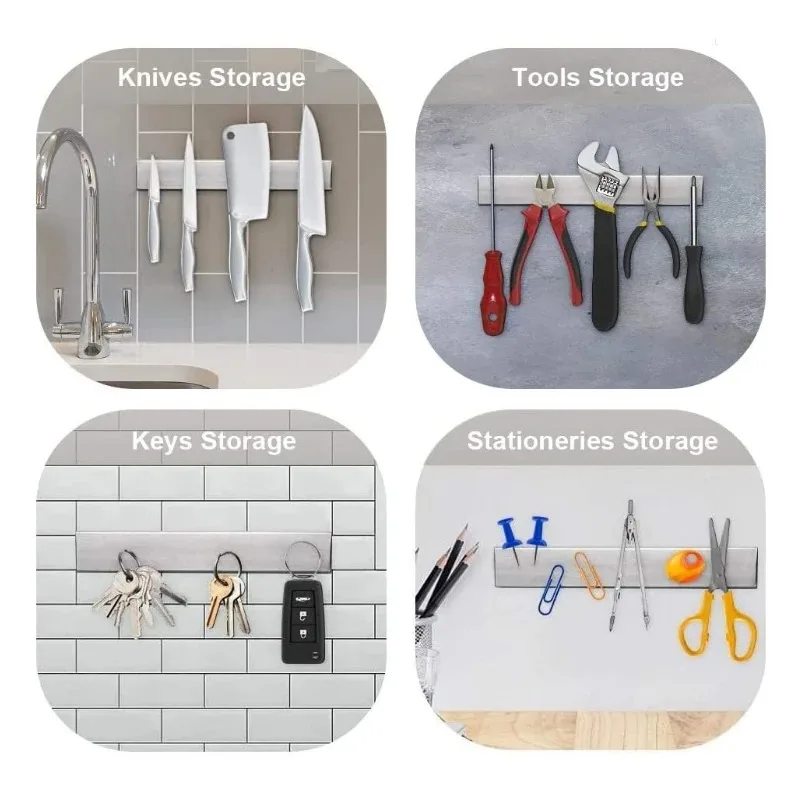 High Quality Stainless Steel magnetic knife holder 12 inch Wall Storage Rack Magnetic Knife Strip