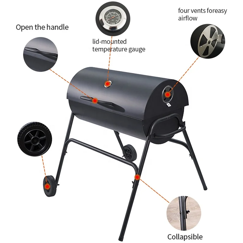 Easy Cleaned Barbecue BBQ Kettle Brazilian Bbq Pulley Grill Charcoal Barrel Grill