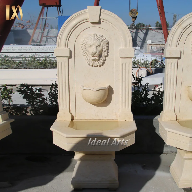 Antique Stone Marble Lion Head Wall Decor Water Waterfall Fountains For Garden Outdoor
