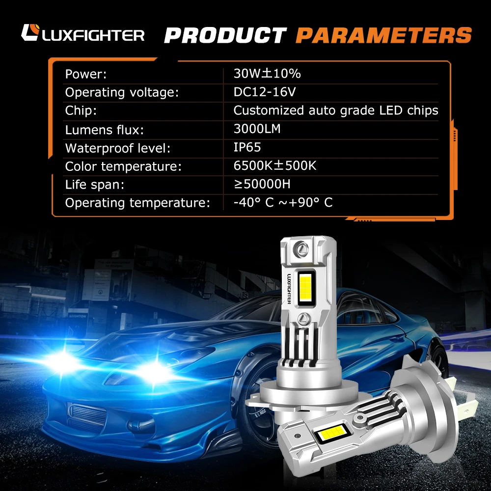 LUXFIGHTER High Low beam Super Bright Truck Led Light 30W H1 H3 H4 H7 Led 3000Lm H11 H4 H7 Car Led Headlight