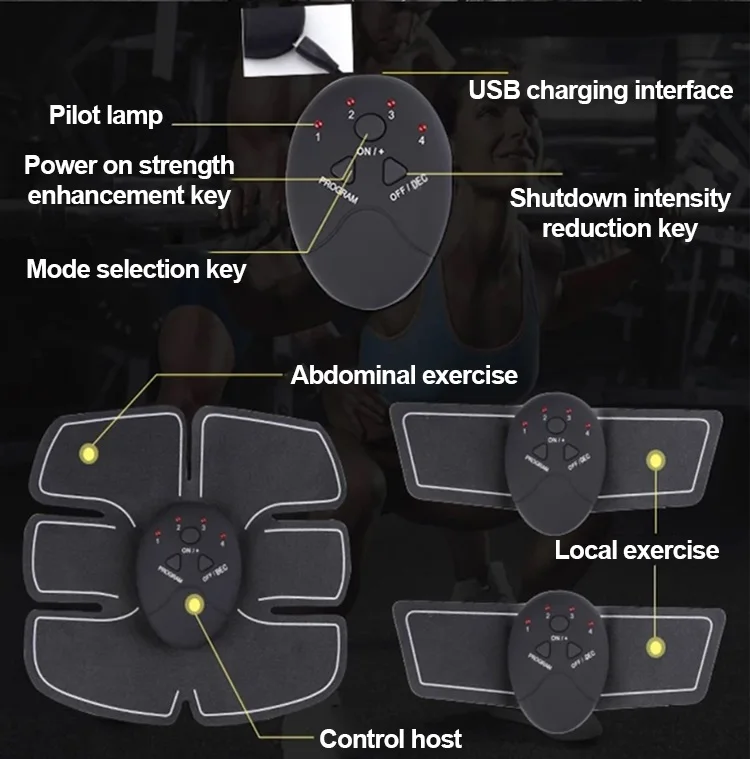 2023 Лидер продаж smart ems fitness шесть патчей 6 упаковок Тонер для мышц живота стимулятор упражнений