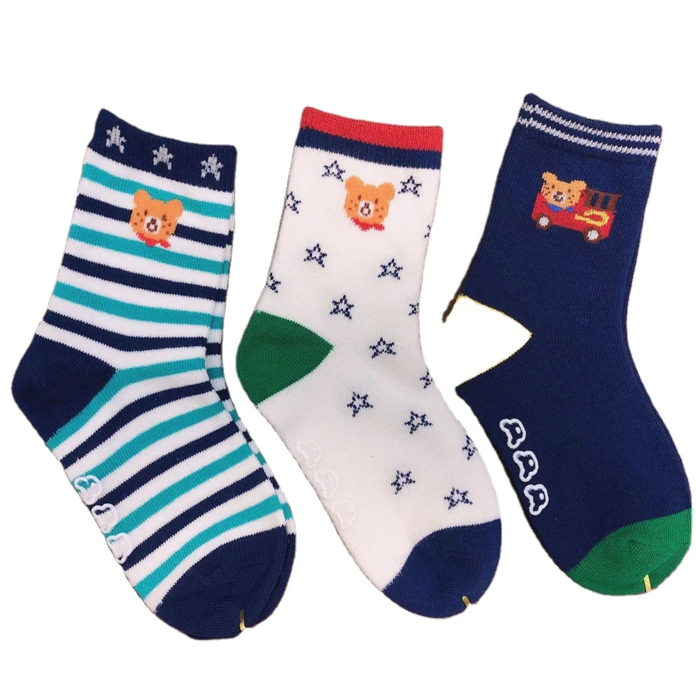 Быстрая доставка яркие звезды, изображение автобуса, Нескользящие Теплые трикотажные носки для мальчиков из хлопка для детей с рисунками из мультфильмов носки с изображением медведя