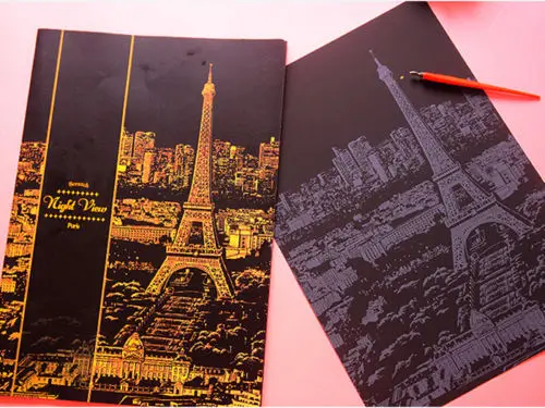 Scratch To Reveal City Skyline Handmade Art Color Changing Magic Scratch Art Paper