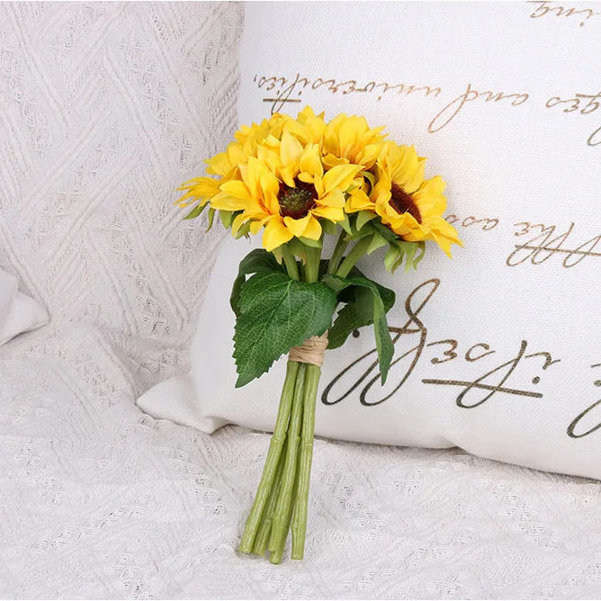 Artificial Silk Sunflower Heads Fall Sunflowers Decor Fake Faux Flower Yellow Floral for Wedding Home Decoration Garden Wreath