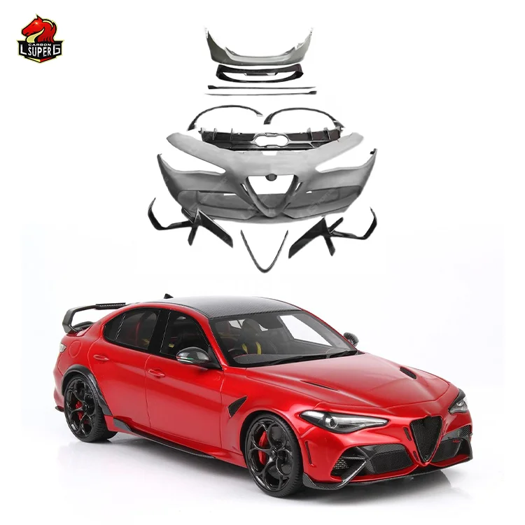 G style Half Carbon Fiber body kit For Alfa Romeo Giulia Front bumper Rear bumper Rear Diffuser Spoiler