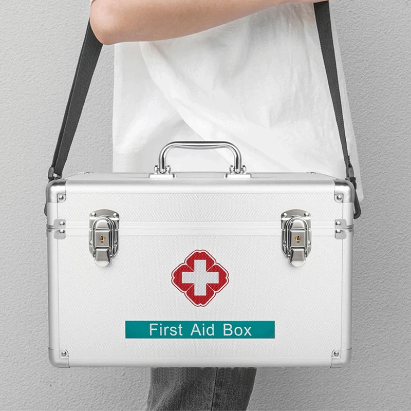 
2020 hot selling waterproof solid durable portable aluminium first aid medical kit safety box medible packs Storage supplies 
