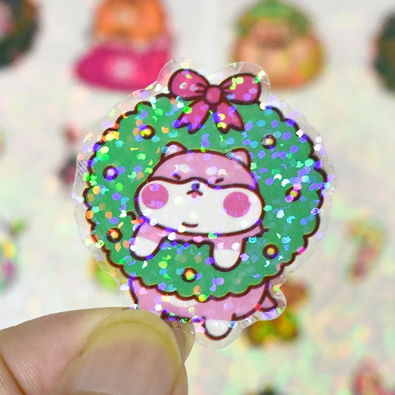 Removable Single Personalized Clear Dot Holographic Kiss Cut Sticker Sheet Custom Printing Sticker Sheets