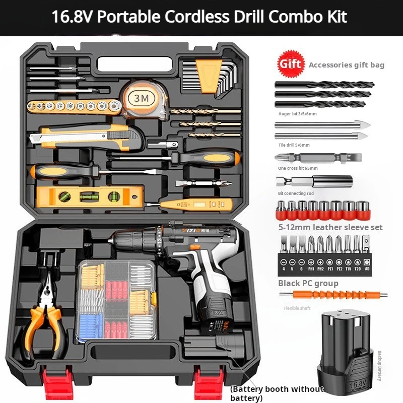 Wholesale 18pcs Portable 16.8V 2800MAH Cordless Drill Combo Kit Brushless Convenient Home DIY Power Tools OEM Battery Charger