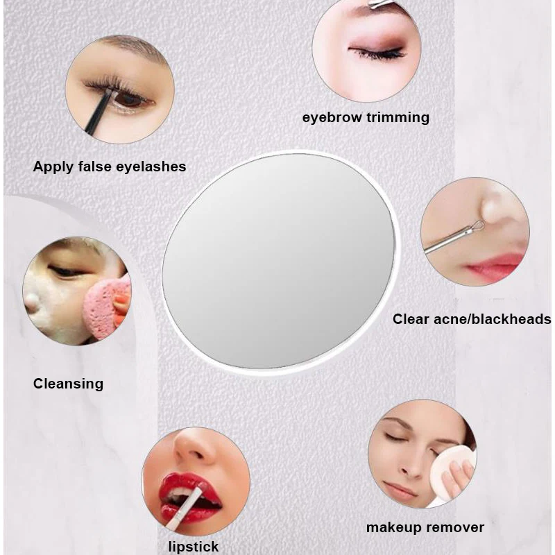 Mini Magnifying Portable Hand Pocket Makeup Mirror White Round 5x Magnification Mirror For Face Lip Make Up