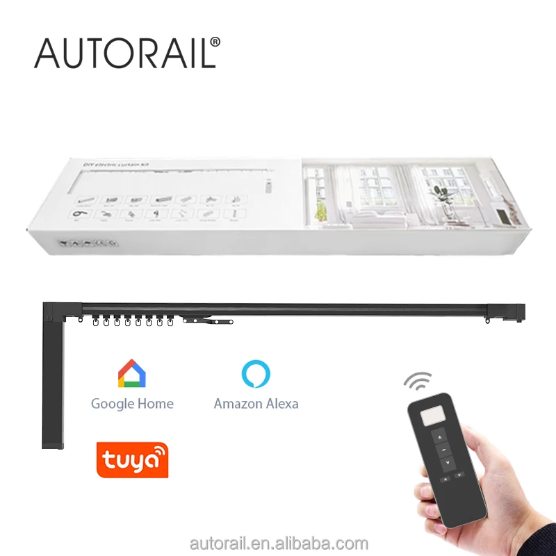 Autorail Curtain Rail Track DIY Assemble Splicing Motor Curtain Track Kit With Zigbee WiFi tuya Curtain Motor