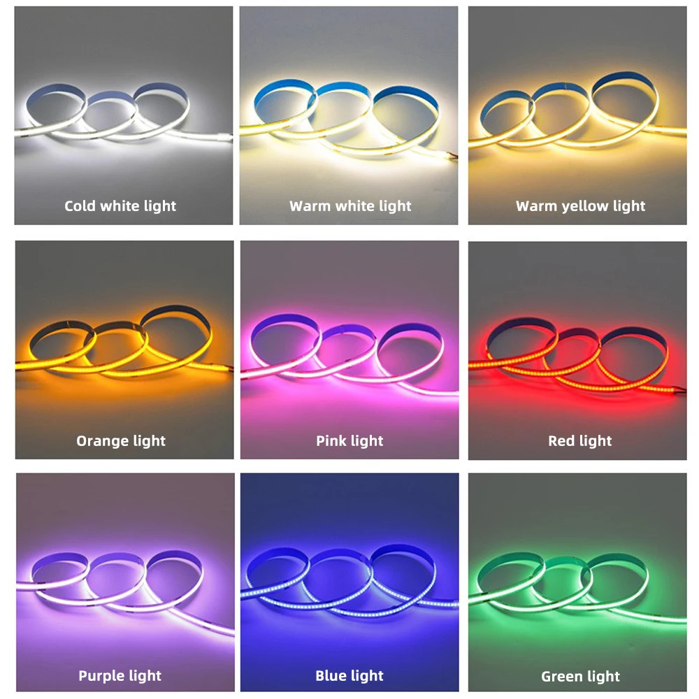 CE ROHS Led Tapes Cob Dc24V Cinta LED 12V COB LED Strip Light CCT Flexible Led Aluminum Profile Strip Light